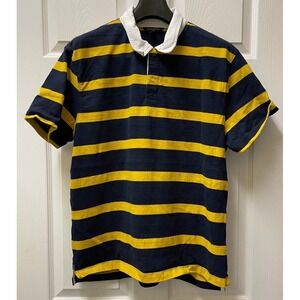 Banana Republic Men's Large Short Sleeved Rugby Polo‎ Navy/Yellow Preppy
